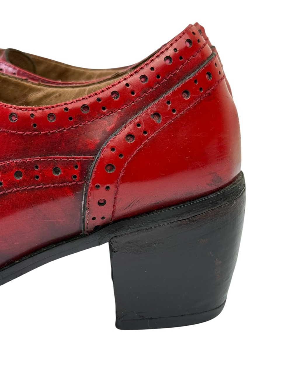 Miz Mooz Nash Red Shoes Wingtip Oxfords Leather Block Heels Lace Up Women’s 11 - Picture 3 of 10